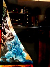 "Cliff Break" Acrylic + gouache on glass 2011