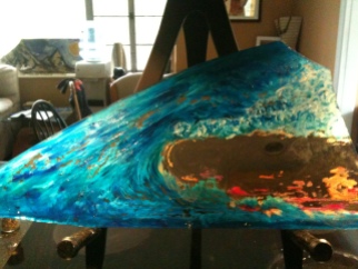 "The Glass Wave" Acrylic on reclaimed glass 2010
